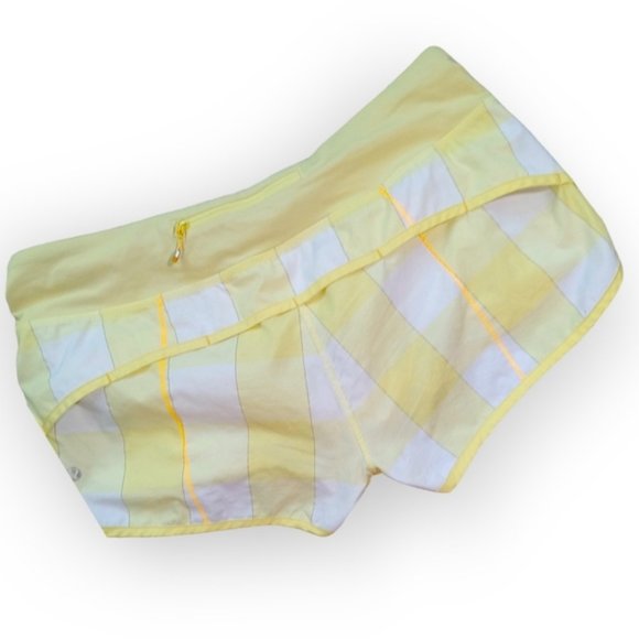 Lululemon women run shorts yellow gingham size 10 - Picture 7 of 9
